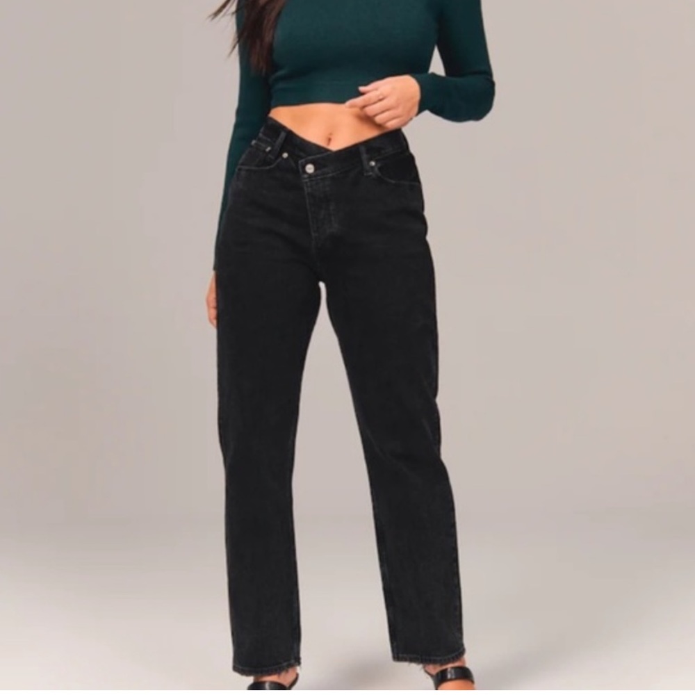 NWT Abercrombie Dad Jeans with Criss-cross Waist